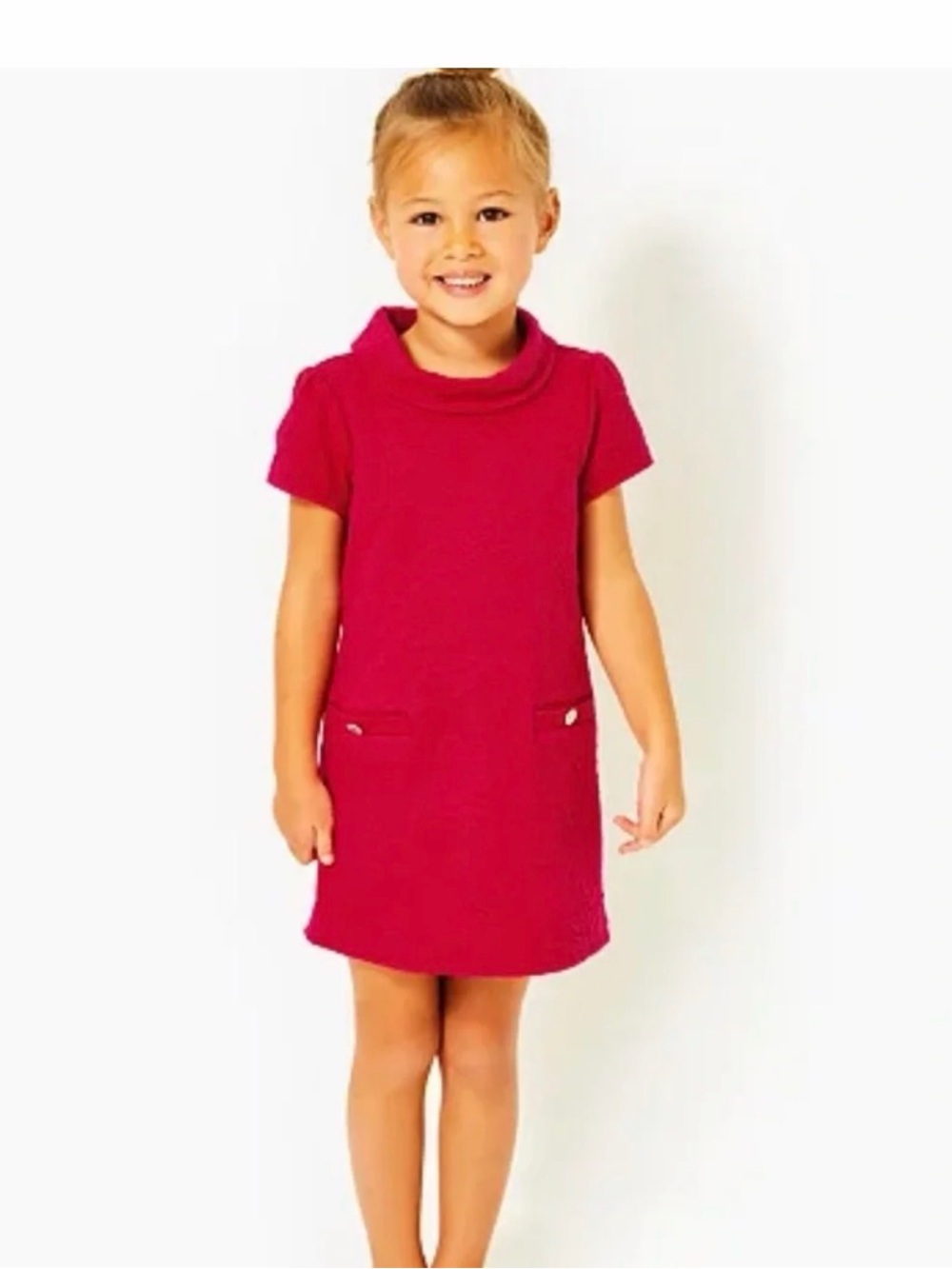 Lilly Pulitzer girls XL Mini Daisee Dress Pointsettia Red Knit Pucker Jacquard